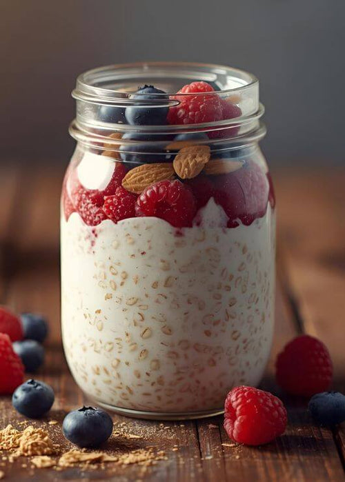 Berry Lion’s Mane Overnight Oats