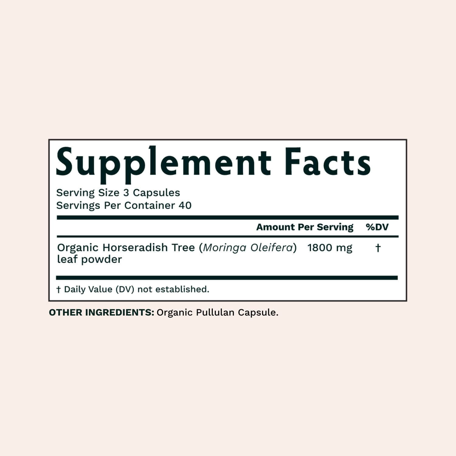 Organic Moringa Supplement Capsules Ingredients | Tribe Organics