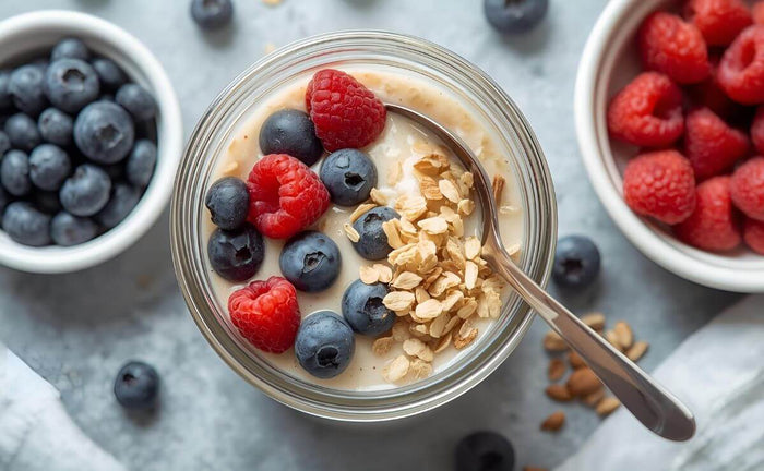 Berry Lion’s Mane Overnight Oats