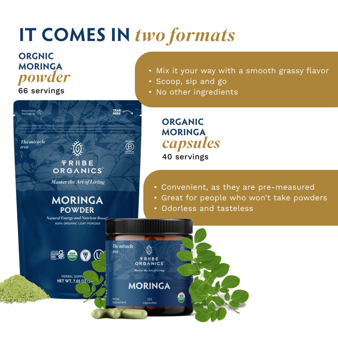 Organic Moringa Supplement Capsules - TRIBE ORGANICS