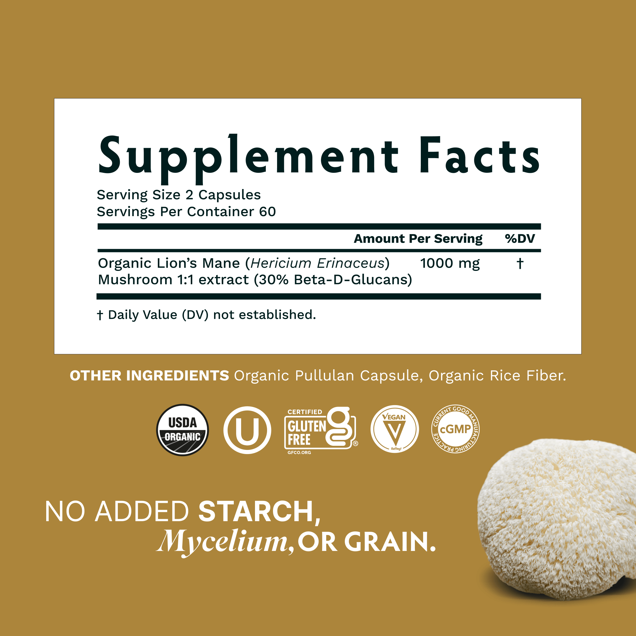 Organic Lion's Mane Mushroom Capsules - TRIBE ORGANICS