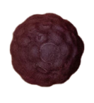 An icon of a single purple gummy with a textured surface.