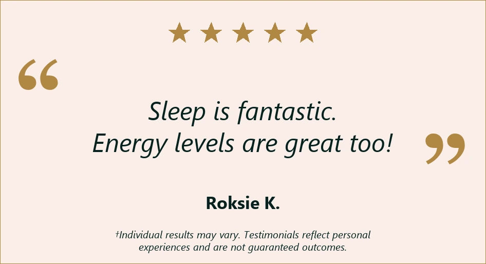 Tribe Organics customer Roksie K. five-star sleep testimonial